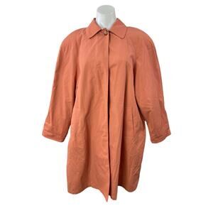 Charon Women's Orange Oversized Collared Long Sleeve Trench Coat Jacket Size S